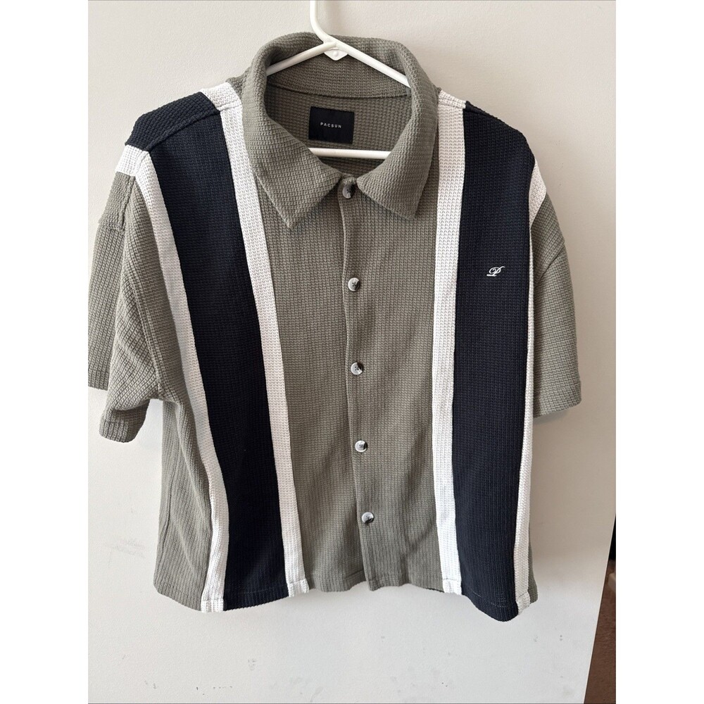 Men's Size Medium Pacsun Short Sleeve Cable Knit Top Striped